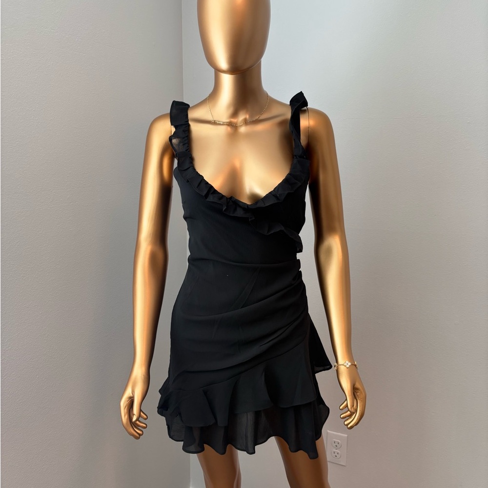 Chic Black Ruffle Mini Dress